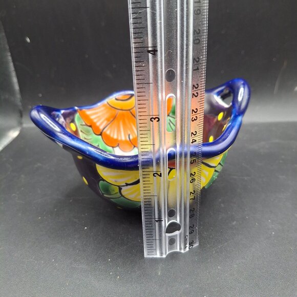 Hand-Painted Mexican Talavera Pottery Lead-Free Decorative Bowl Trinket Dish - Picture 8 of 8